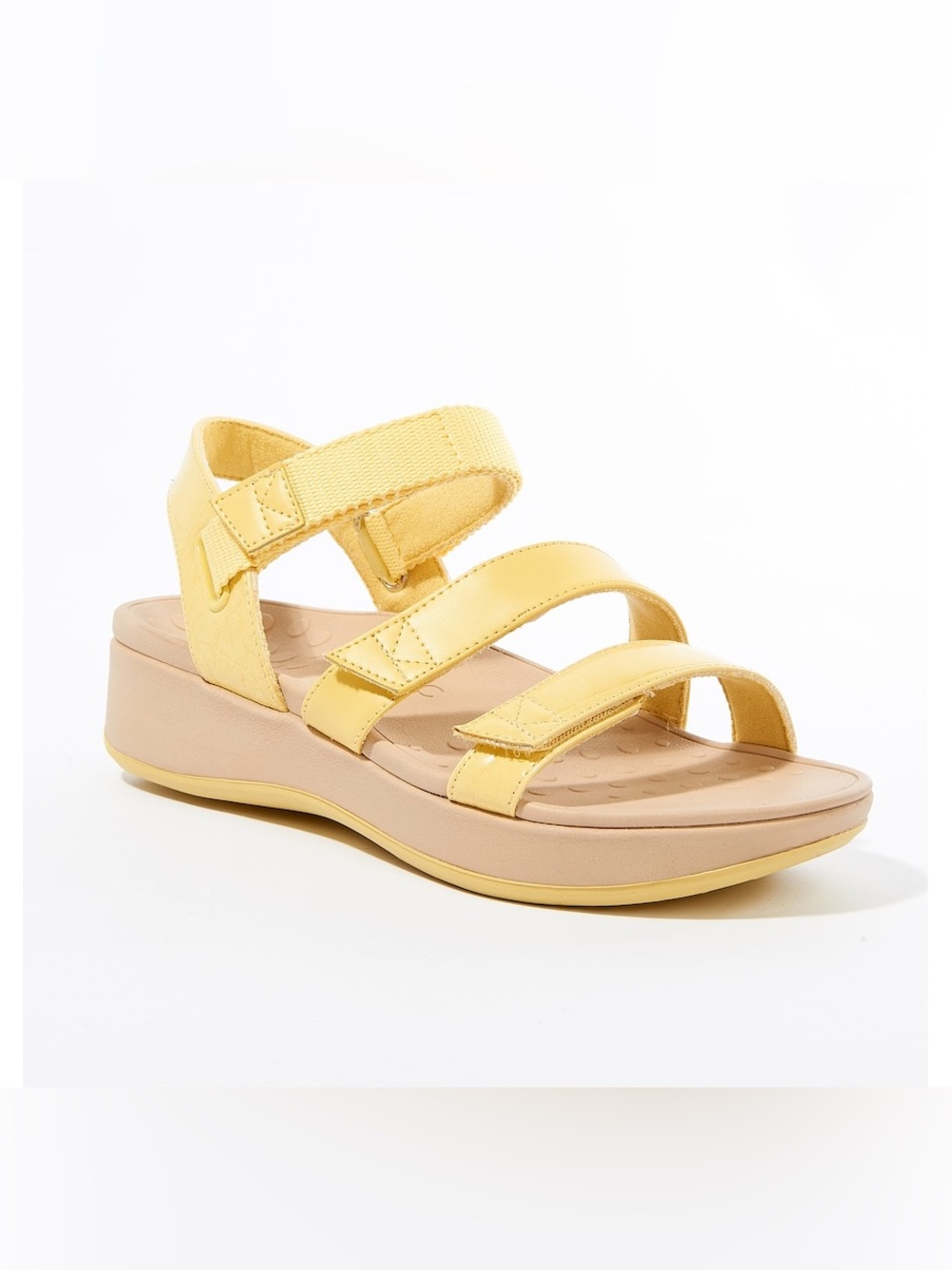 Vionic Misty Wedge Sandal Yellow Leather Strappy Orthotic Size 8 NWOB